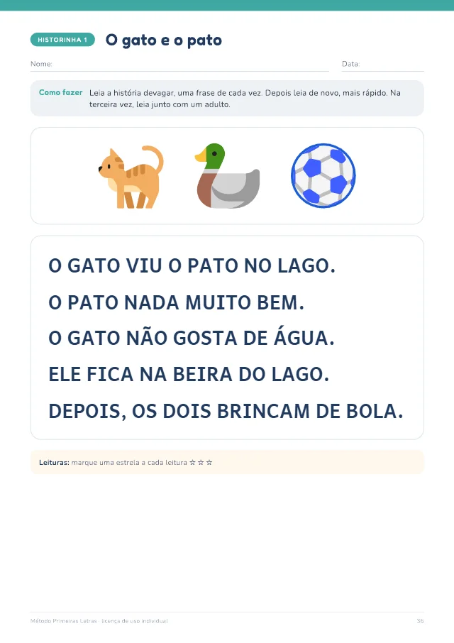 Historinha O gato e o pato